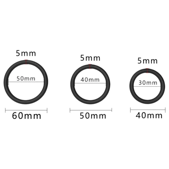 Men's Play - set inele pentru penis - silicon negru (3 bucăți)