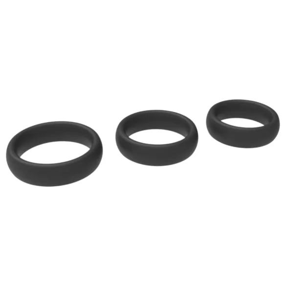 Men's Play - set inel gros pentru penis - silicon negru (3 bucăți)