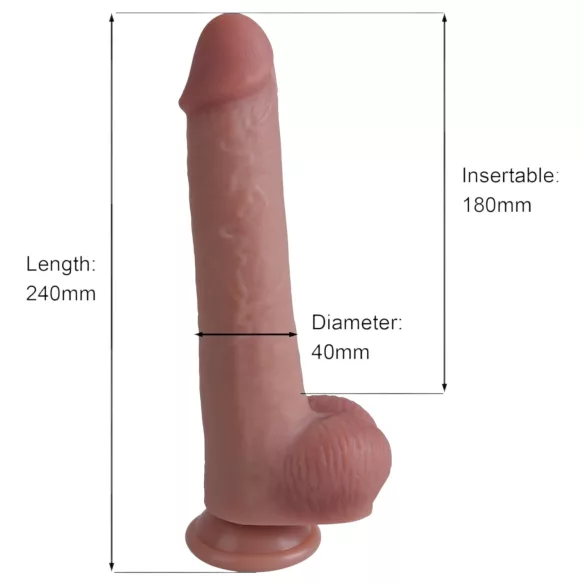 Erospace Natural Play - dildo din silicon 24 cm (culoarea pielii)
