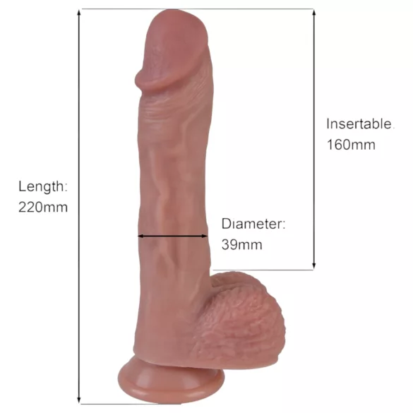 Erospace Natural Play - vibrator realist cu mișcare de împingere și rotație (culoarea pielii)