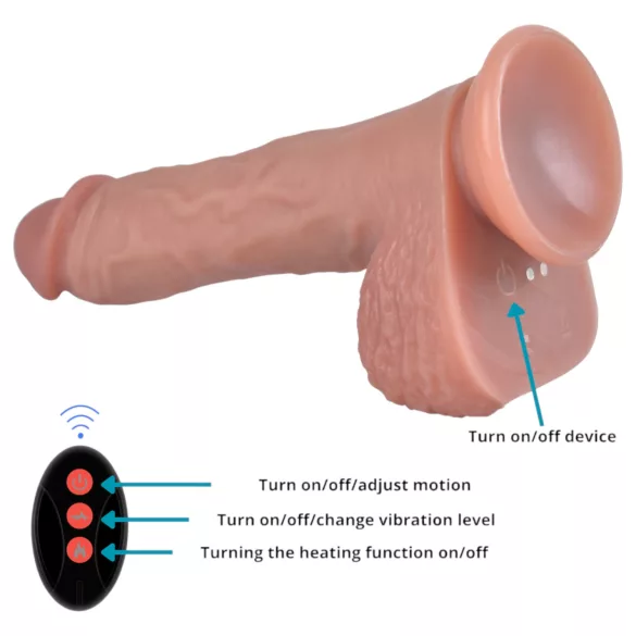 Erospace Natural Play - vibrator realist cu mișcare de împingere și rotație (culoarea pielii)