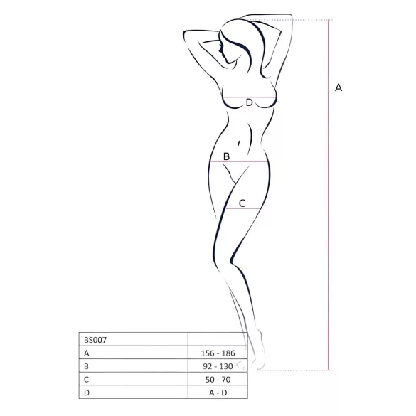 Passion BS007 - body din plasă cu model - negru - mărime S-L