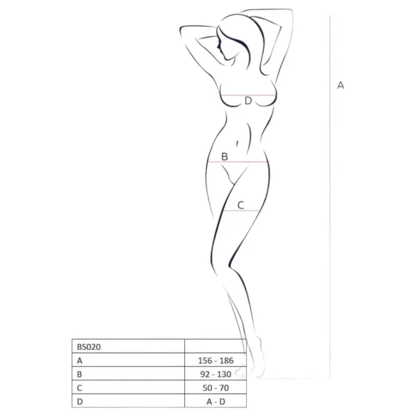 Passion BS020 - catsuit sexy decupat decorat - negru - S-L