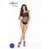 Passion - body negru din plasă cu bretele, deschis - S-L