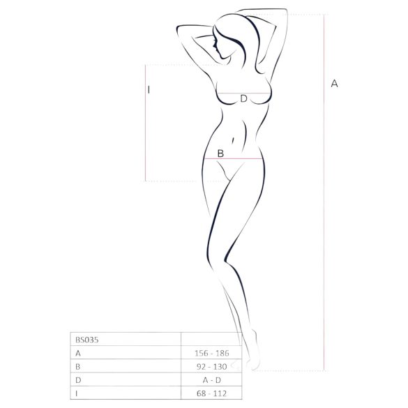 Passion - body din plasă cu bretele, decupat - alb - S-L