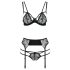 Passion Floris - set lenjerie sexy - negru - L/XL