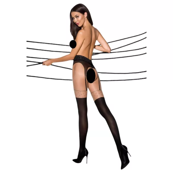 Passion Ti Open 003 - dres cu aspect de portjartier - negru