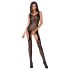 Passion BS061 - Set Plasă cu Model Floral (Negru) - Mărimi S-L