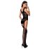 Passion BS061 - Set Plasă cu Model Floral (Negru) - Mărimi S-L