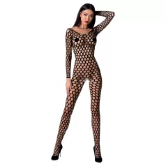   Passion BS077 - catsuit cu mâneci lungi din plasă - negru - S-L