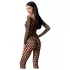 Passion BS077 - catsuit cu mâneci lungi din plasă - negru - S-L