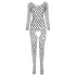 Passion BS077 - catsuit cu mâneci lungi din plasă - negru - S-L
