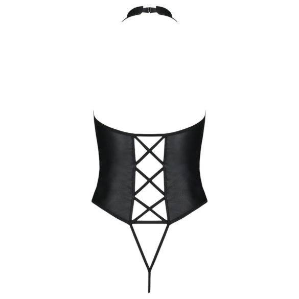 Passion - body erotic cu deschidere și bretele încrucișate - negru - L/XL