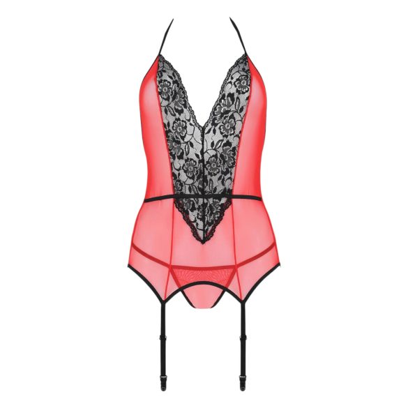 Passion Peonia - set lenjerie damă - sutien și tanga - roșu - L/XL