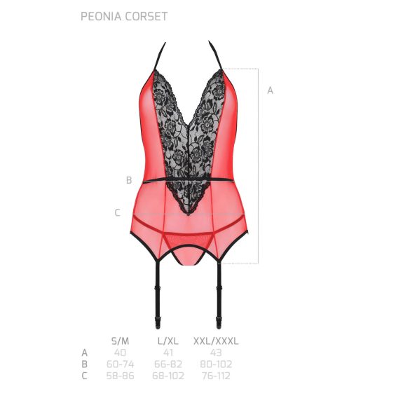 Passion Peonia - set lenjerie damă - sutien și tanga - roșu - L/XL