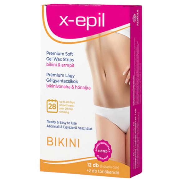 X-Epil - benzi depilatoare gata de folosit - bikini/axilă - 12 bucăți