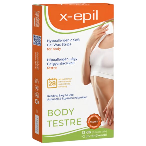 X-Epil - Benzi depilatoare hipoalergenice pentru corp (12 buc)