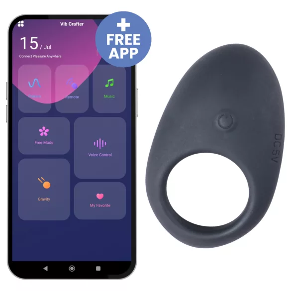 Desirel Halo - inel pentru penis cu vibrații inteligente - silicon negru