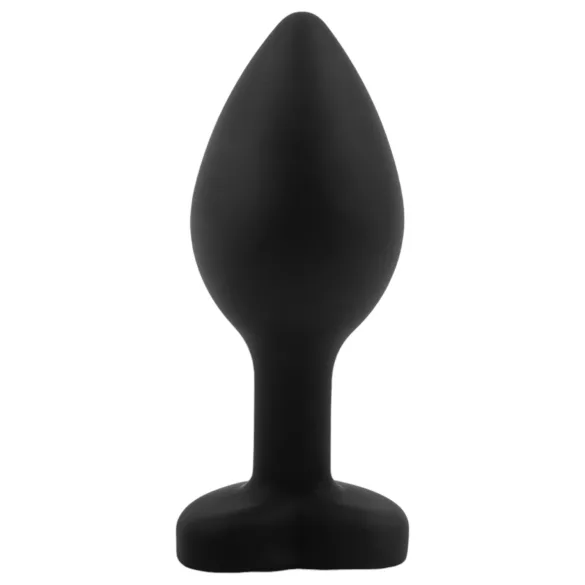 Sunfo - dop anal silicon cu piatră în formă de inimă - negru-roz