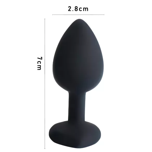 Sunfo - dop anal silicon cu piatră roșie inimă - negru