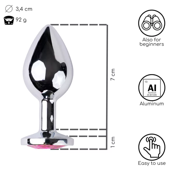 Desirel - dop anal cu bijuterie - mediu - argintiu roz