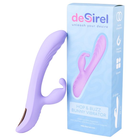 Desirel Hop & Buzz Bunny - vibrator mov cu iepuraș și braț stimulator clitoris