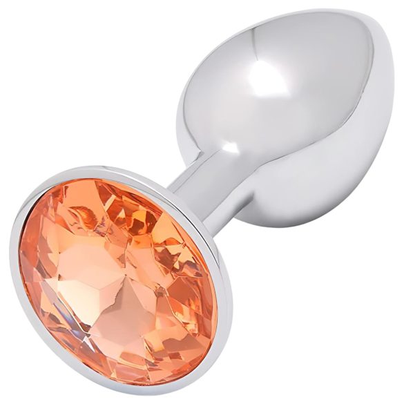Sunfo - plug anal din metal cu piatră aurie (argintiu)