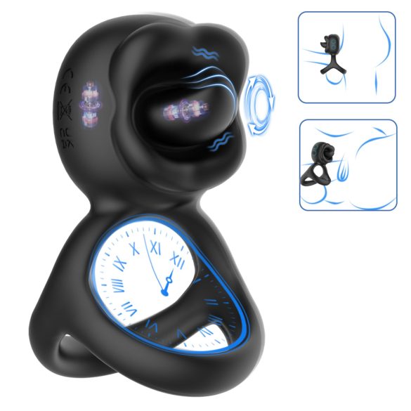 Biu-Biu - inel pentru penis și vibrator clitoridian cu lins - negru