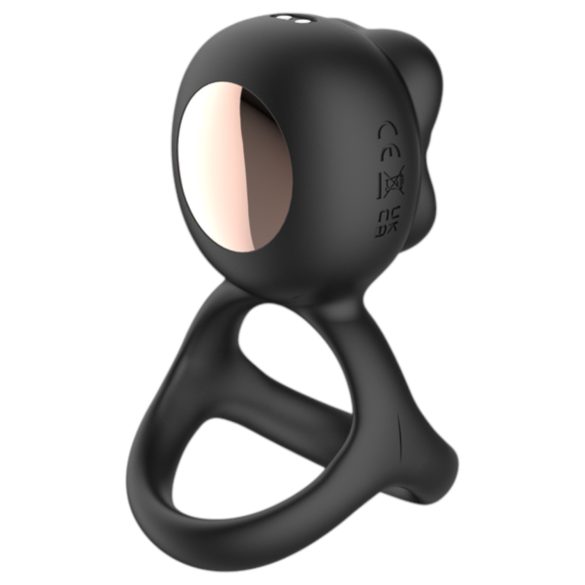 Biu-Biu - inel pentru penis și vibrator clitoridian cu lins - negru