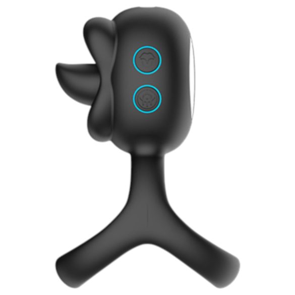 Biu-Biu - inel pentru penis și vibrator clitoridian cu lins - negru