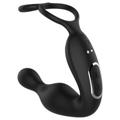   Lonely - vibrator prostatic rotativ cu cap flexibil și inel pentru penis (negru)