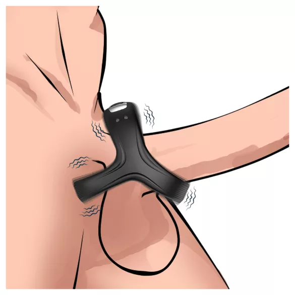 AlvUp - inel penian și testicular cu vibrații - negru