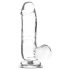 Addiction Crystal - dildo transparent, ventuză și testicule - 15cm