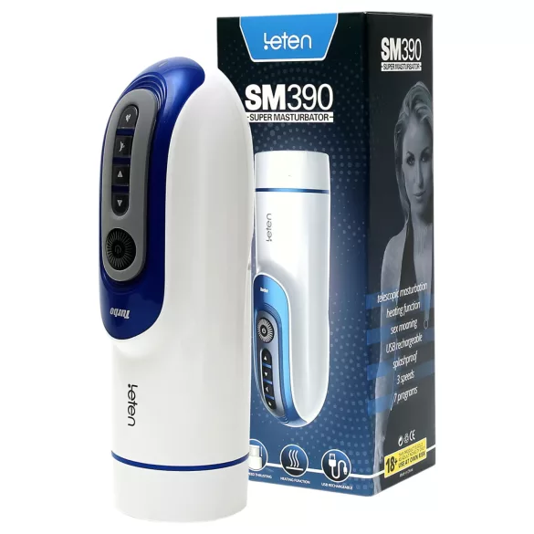 Leten SM390 - masturbator pentru bărbați cu sunet și încălzire - alb