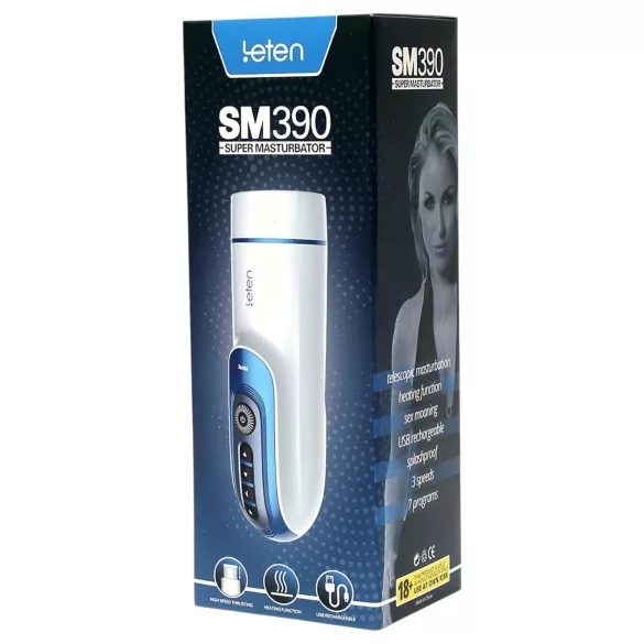 Leten SM390 - masturbator pentru bărbați cu sunet și încălzire - alb