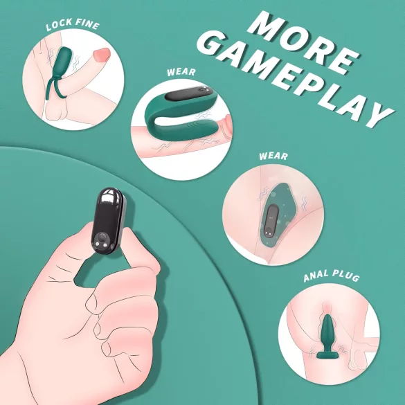 Sex HD - set vibrator rechargeabil cu telecomandă 4 piese verde