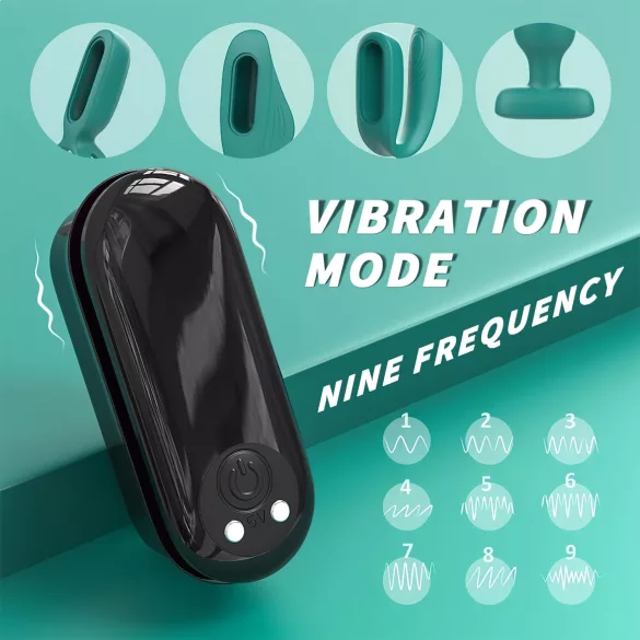 Sex HD - set vibrator rechargeabil cu telecomandă 4 piese verde