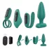 Sex HD - set vibrator rechargeabil cu telecomandă 4 piese verde