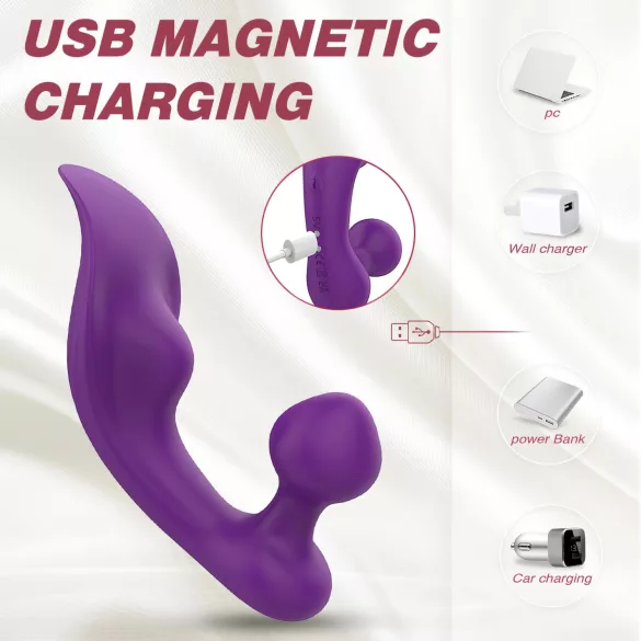Sex HD Chomper - vibrator dublu rezistent la apă - clitoris și anal - mov