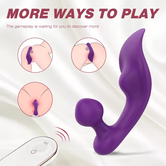 Sex HD Chomper - vibrator dublu rezistent la apă - clitoris și anal - mov