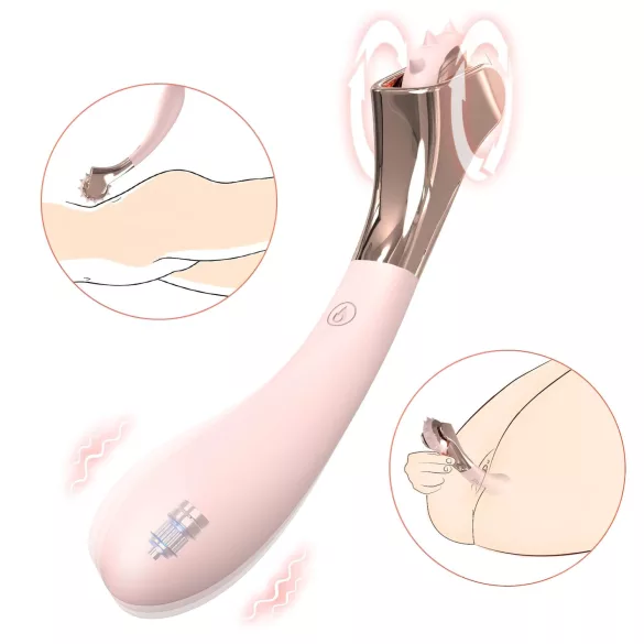 Sex HD - vibrator reîncărcabil rezistent la apă cu roată de stimulare - roz