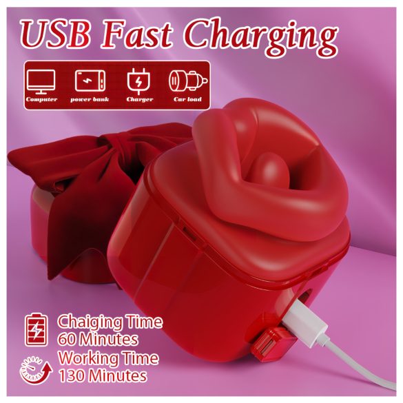 SEX HD - vibrator cu funcție de lins și supt - roșu