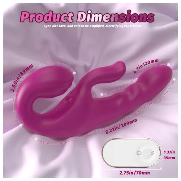 SEX HD Co-op Bliss - vibrator strap-on cu braț pentru clitoris - silicon mov