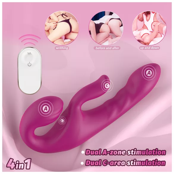SEX HD Co-op Bliss - vibrator strap-on cu braț pentru clitoris - silicon mov