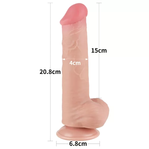 Lovetoy - dildo cu testicule - dublu strat - 20,8cm - culoare naturală