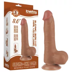   Lovetoy - dildo cu testicule - dublu strat - 20,8 cm - maro natural
