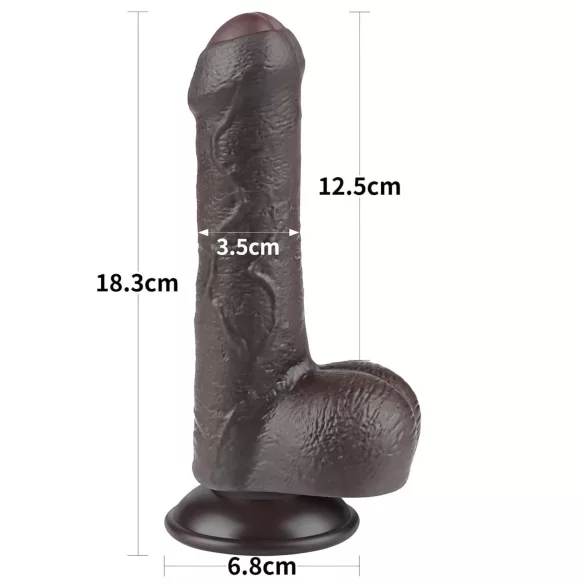 Lovetoy - dildo cu testicule - dublu strat - 18,3cm - maro