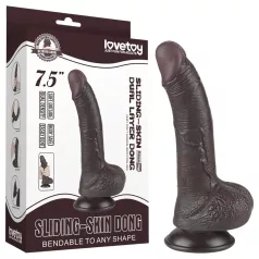   Sliding-Skin - dildo cu ventuză, cu două straturi - 19,5 cm (maro)