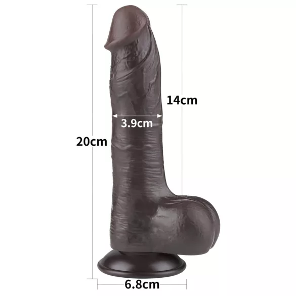Lovetoy - dildo realist cu testicule - două straturi - 20cm - maro