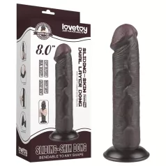   Lovetoy - dildo cu ventuză - dublu strat, piele realistă, 20cm, maro